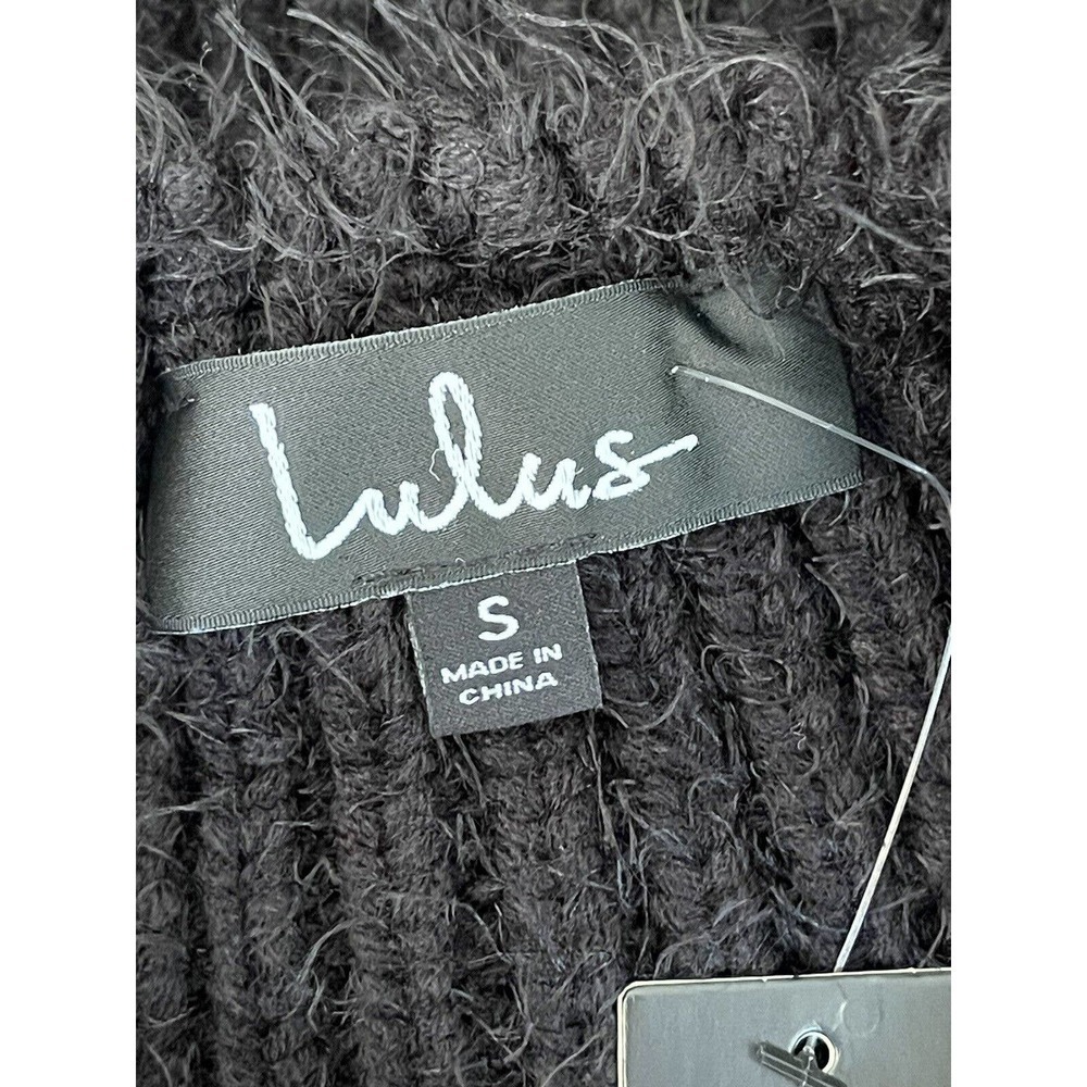 Lulus Size S Black Soft Felling it Eyelash Knit Cropped Stretch Sweater - New - Picture 5 of 8
